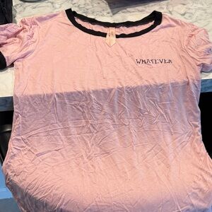 Casual Pink 'Whatever' Tee with Black Accents